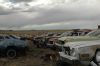 A row of ford Pintos for parts