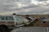 A row of ford Pintos for parts