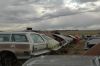 A row of ford Pintos for parts