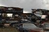 A wall of crushed cars