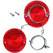 Chevy restoration parts, 1964 Impala Tail Lamp Lens, Red w/ Chrome Trim