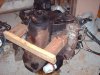 Testing the fit of the chevy small block engine stand